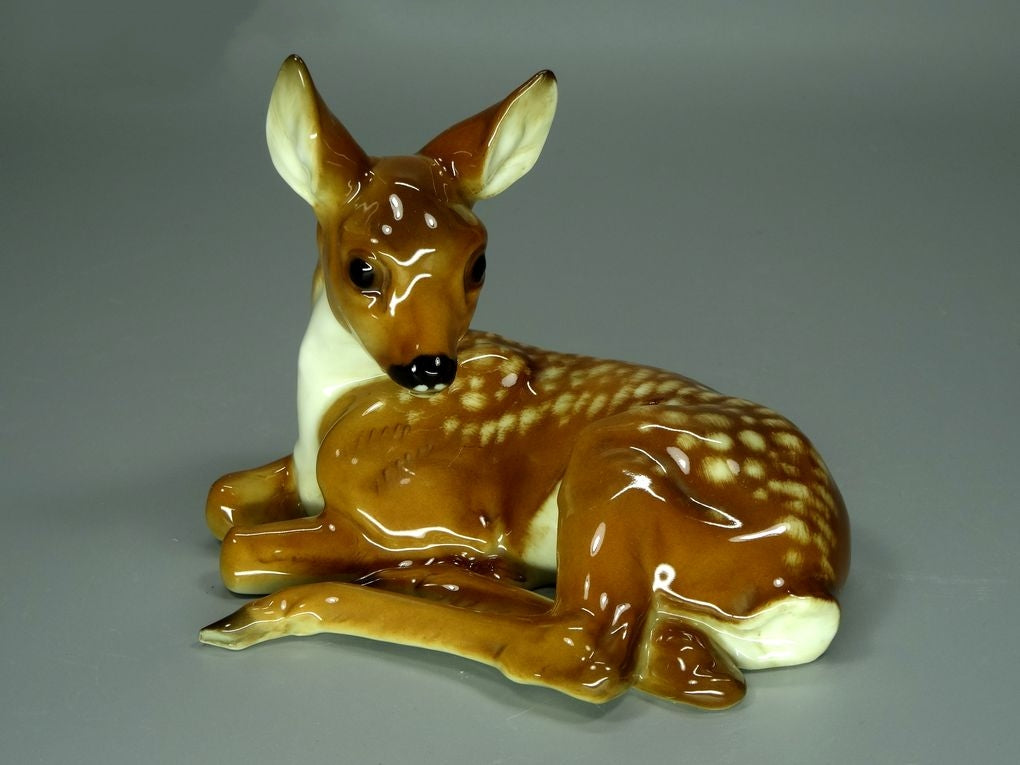 Vintage Deer Porcelain Figurine Original Hutschenreuther Art Sculpture Decor #Ru718