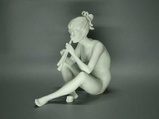 Vintage White Nude Play Melody Lady Porcelain Figurine Kaiser Germany Sculpture #Qq