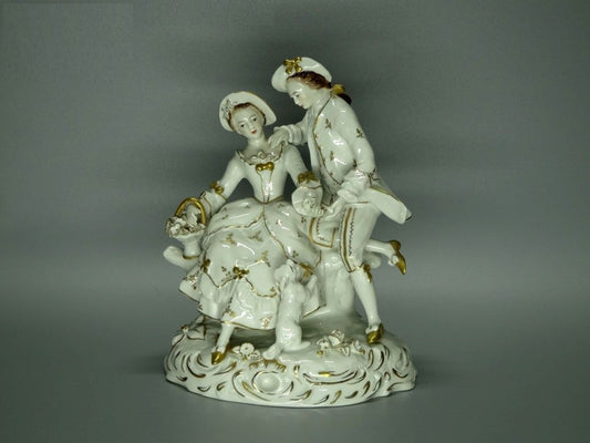 Antique Acquaintance Love Couple Porcelain Figure Sitzendorf Germany Sculpture #Ru136