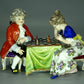 Antique Playing Chess Porcelain Figurine Original Volkstedt Germany 19th Art Sculpture Dec #Ru997
