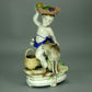 Antique Kid & Goat Porcelain Figurine Original Muller&Co Germany 20th Art Sculpture Dec #Ru998