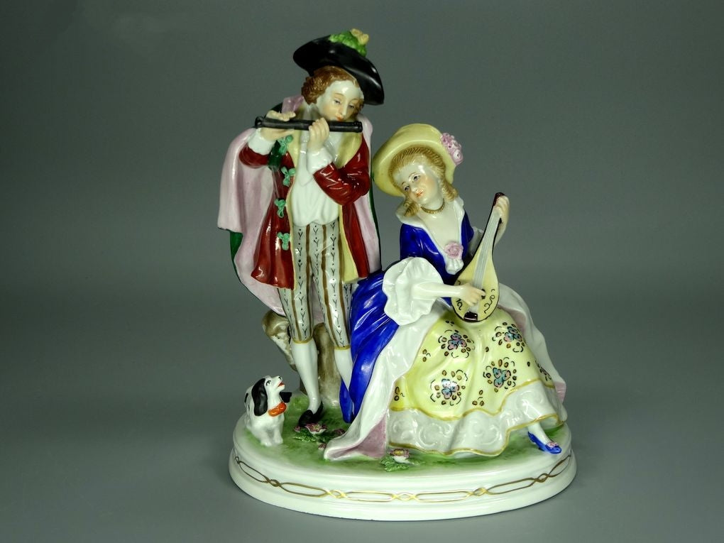 Antique Musical Duet Porcelain Figurine Original Kister Alsbach Art Sculpture Decor #Ru694