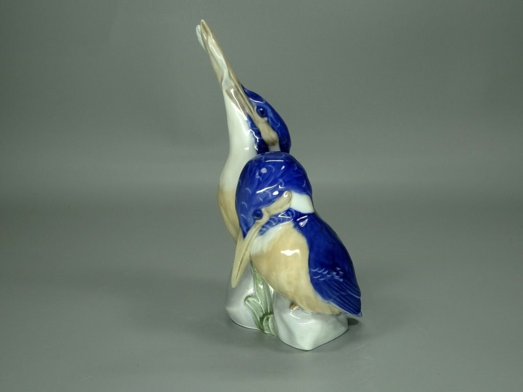 Vintage Pair Kingfisher Bird Porcelain Figure Original Royal Copenhagen Art Deco #Ru316