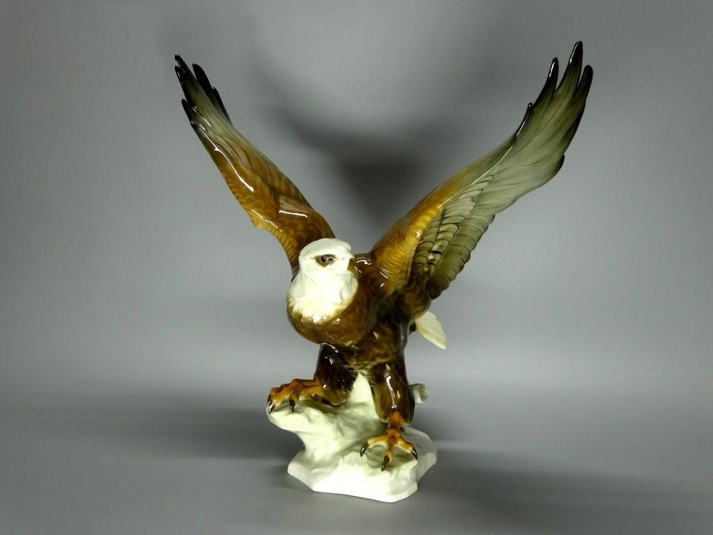 Vintage Porcelain Bald Eagle Bird Figurine Hutschenreuther Germany 1965 Decor #Ru47