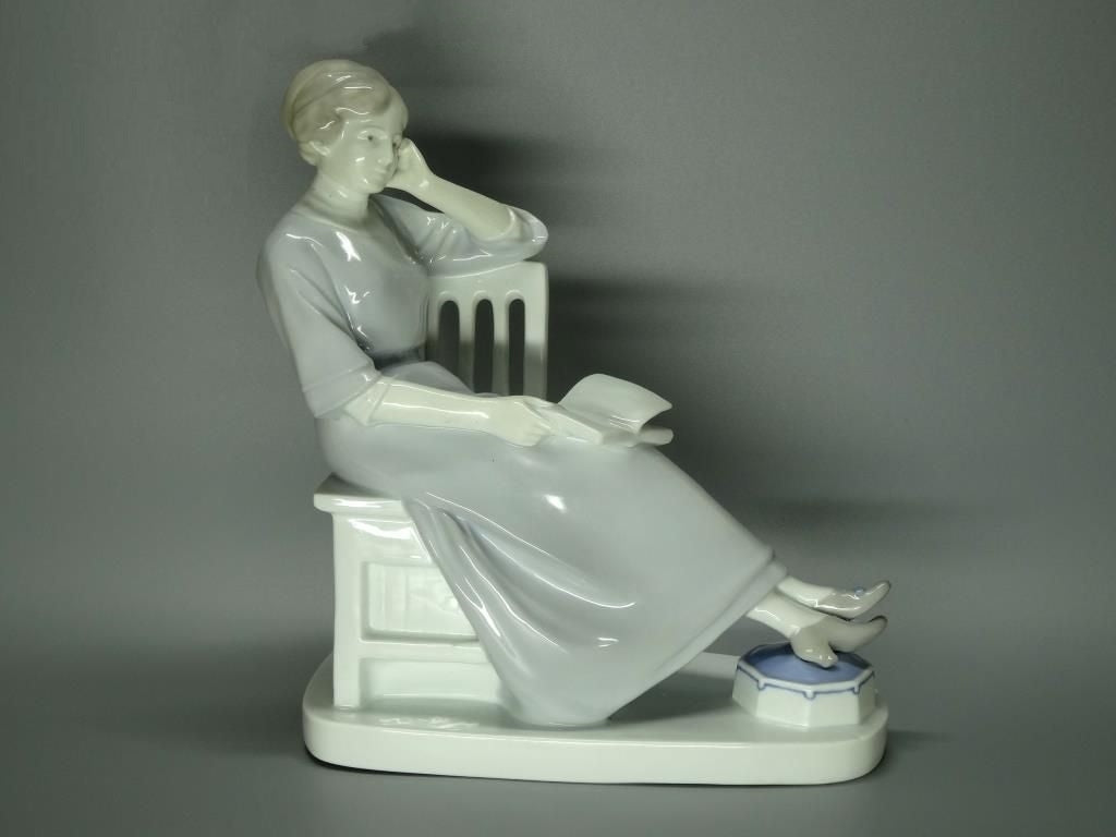Antique Reading Story Original KARL ENS Porcelain Figurine 19th Art Sculpture #Ru461