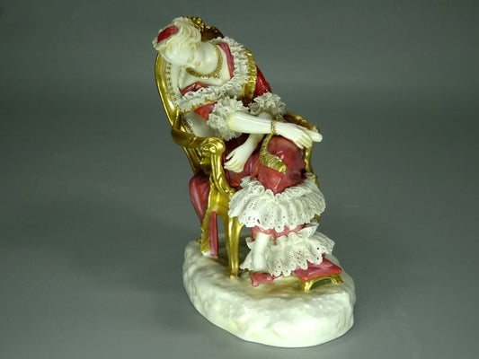 Antique Lady Dream Porcelain Figurine Original GOTHA18th Art Sculpture Dec #Ru916