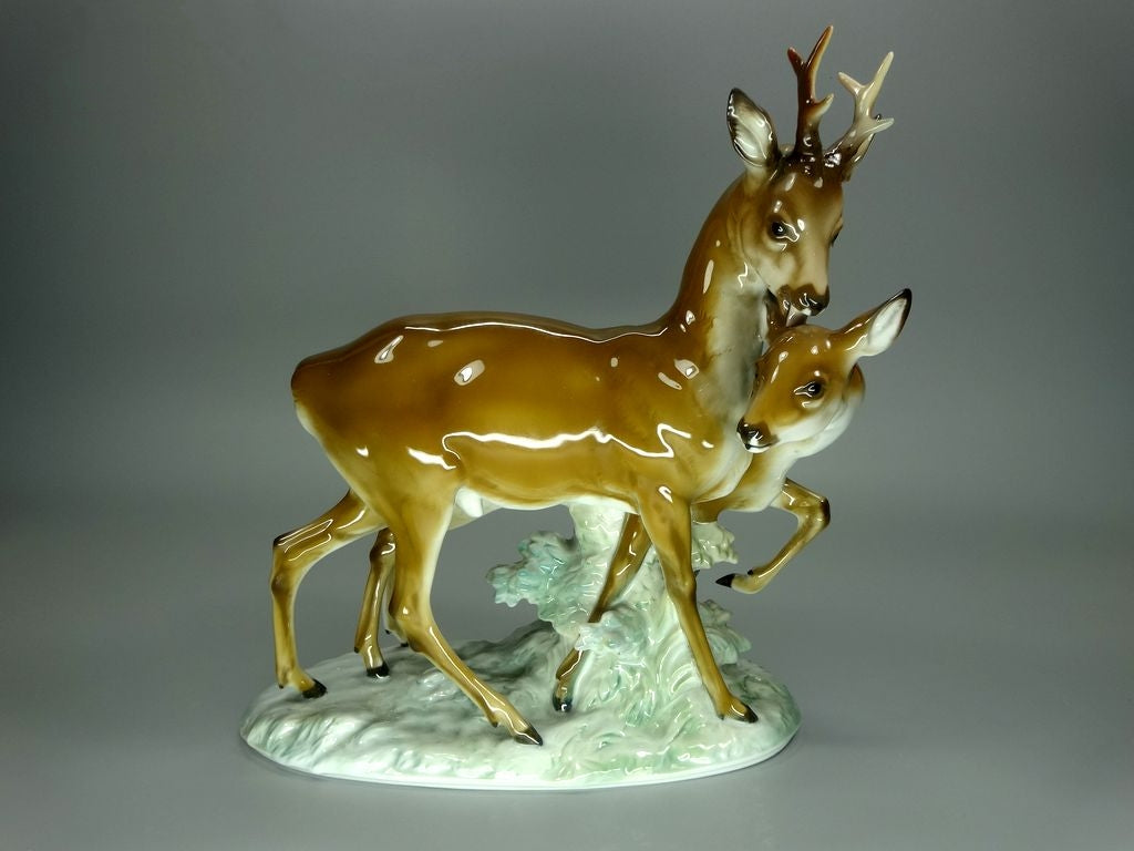Antique Pair Of Deer Porcelain Figurine Original Rosenthal Art Sculpture Decor #Ru860