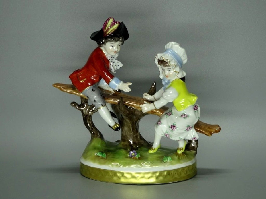 Vintage Kids Swing Game Original Volkstedt Porcelain Figure Art Sculpture Decor #Ru471