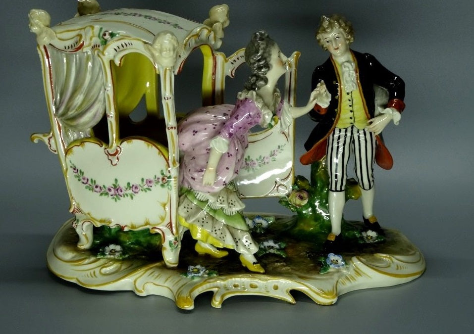 Antique welcome Lady Original Ernst Bohne & Söhn Porcelain Figure Art Sculpture #Ru262