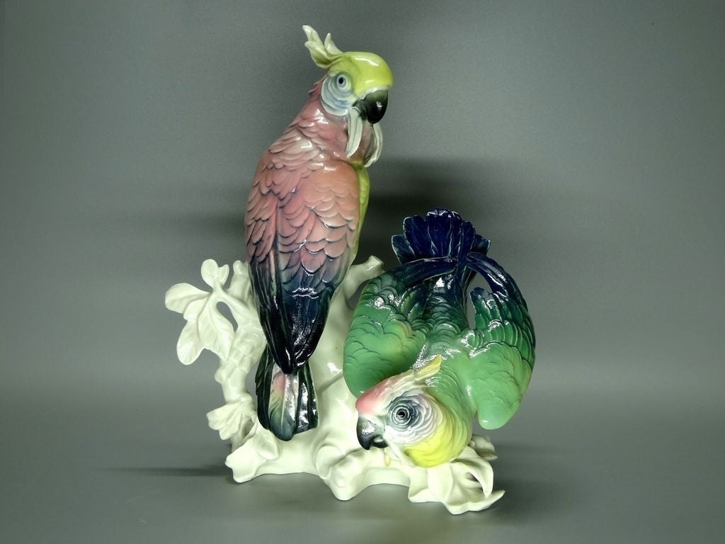Vintage Original Karl Ens Pink Blue Cockatoo Porcelain Figure Art Sculpture Gift #Ru289