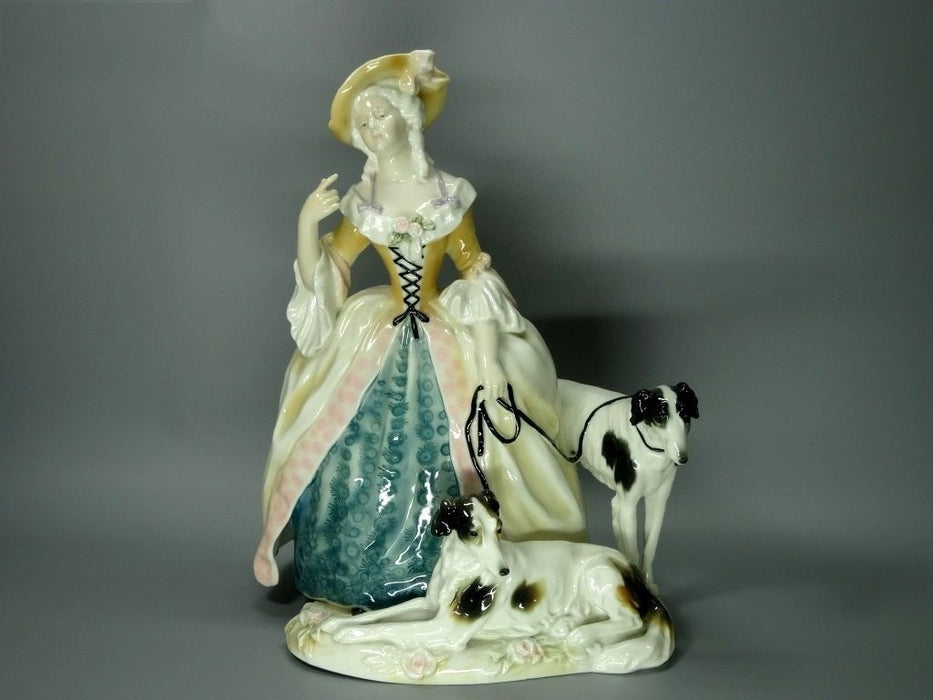 Antique Lady With Greyhounds Porcelain Figurine Original Karl Ens Art Sculpture #Ru223