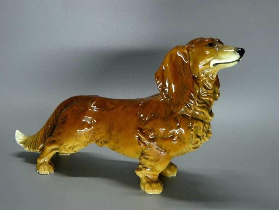 Antique Nice Brown Dachshund Doge Porcelain Figurine Karl Ens Germany Decor #Ru63