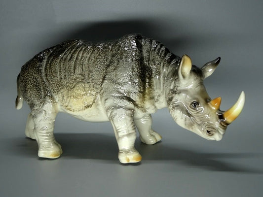 Antique Rhinoceros Porcelain Ceramic Figurine Cluj Romania Art Decor Statue #L12
