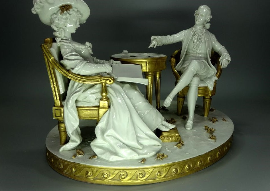 Antique Love Marriage Contract Original Volkstedt Porcelain Figurine Art Statue #Ru558