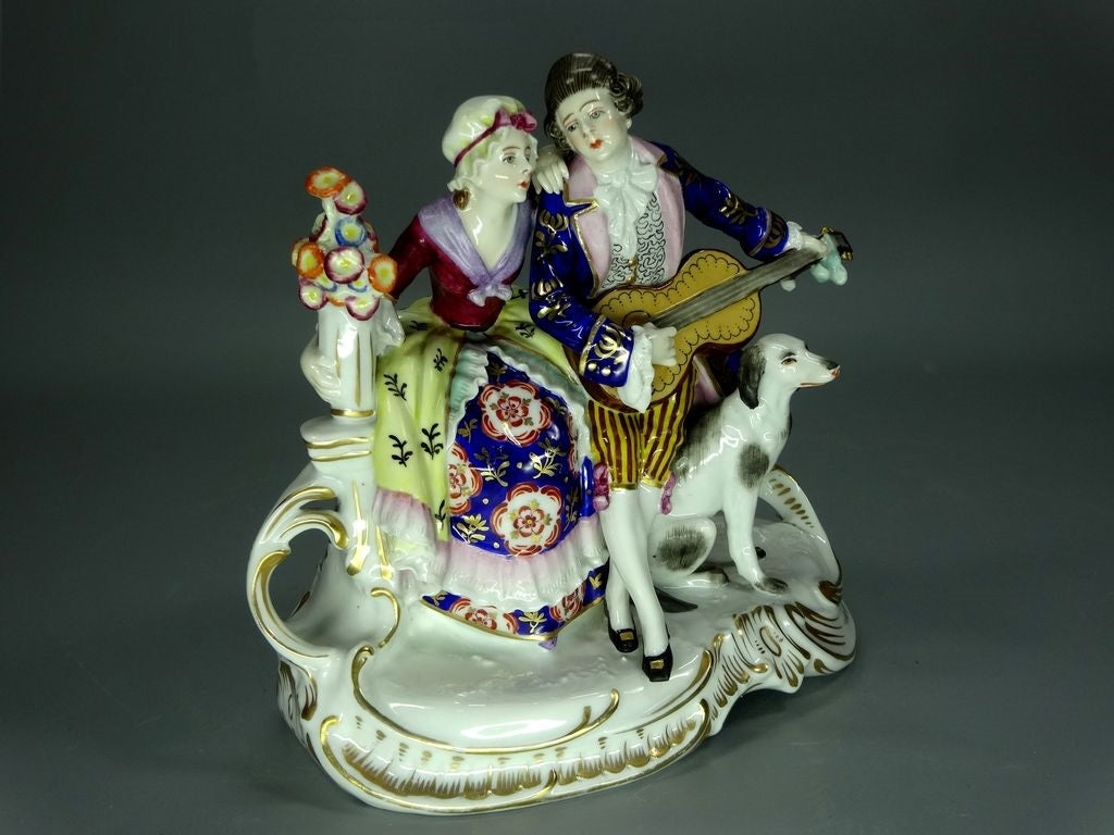 Antique Original Frankenthal Merry Song 18th Porcelain Figurine Statue Art Decor #Ru577