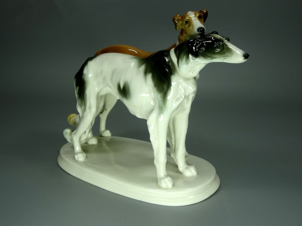 Antique Pair Of Greyhounds Porcelain Figurine Original KARL ENS 20h Art Sculpture Dec #Ru923