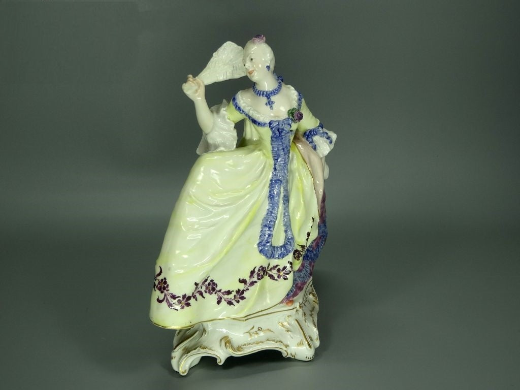 Lady With Fan Antique Porcelain Figurine Original Nymphenburg Art Sculpture Gift #Ru305