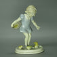 Vintage Girl & Chickens Porcelain Figurine Original Metzler&Ortloff Art Sculpture Decor #Ru815
