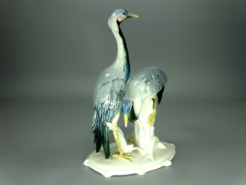 Antique Cranes Birds Porcelain Figurine Original KARL ENS 20th Art Sculpture Dec #Ru969