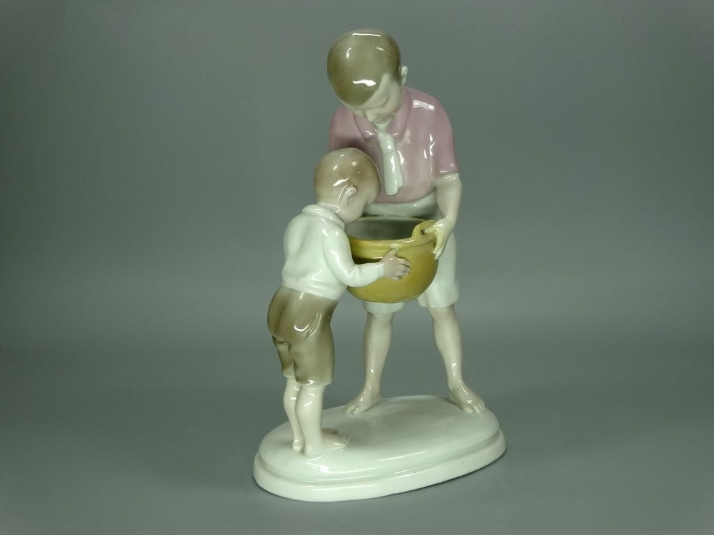 Vintage Empty Basket Porcelain Figurine Original Behschezer (Plaue) Art Sculpture Decor #Ru808