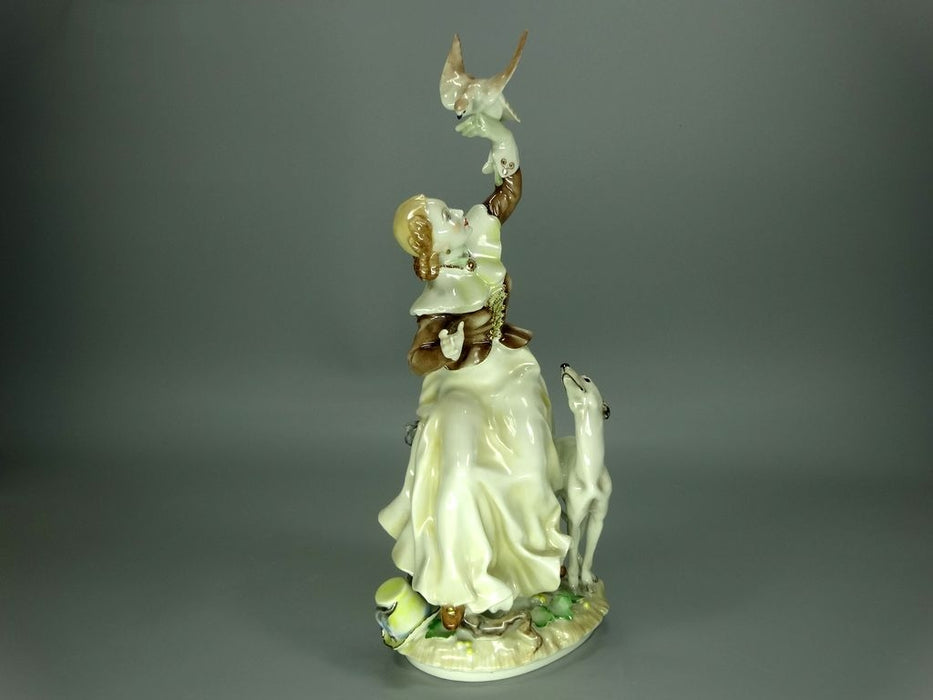 Vintage Hunter & Falcon Porcelain Figurine Original Hutschenreuther Art Sculpture Decor #Ru785