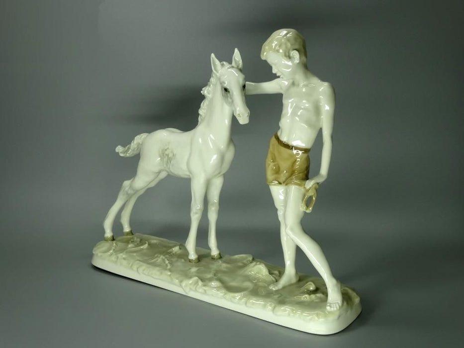 Antique Boyhood Horse Original Hutschenreuther Porcelain Figurine Art Sculpture #Ru487