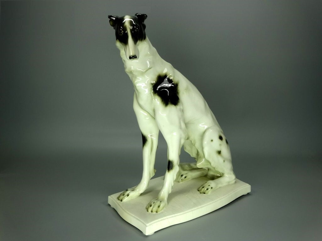 Antique Original Schwarzburger Greyhound Dog Porcelain Figurine Art Statue Decor #Ru580