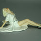 Vintage White Laying Lady Original Schaubach Kunst Porcelain Figurine Sculpture #Ru418