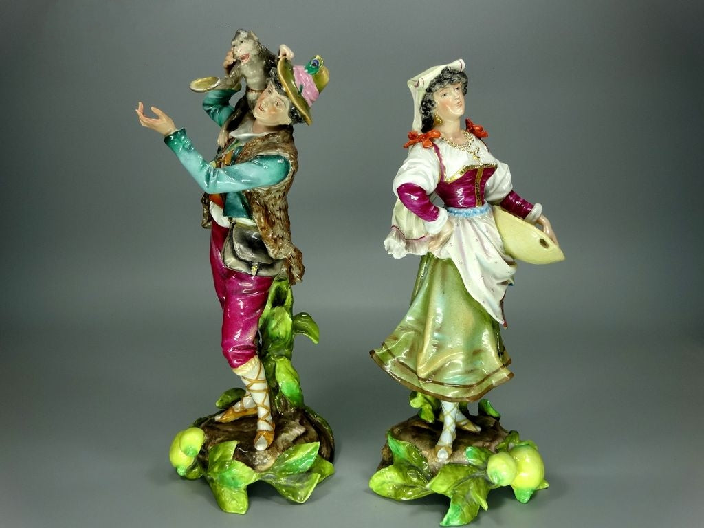 Antique Sicilians Couple Porcelain Figurine Original Sitzendorf 19th Art Sculpture #Ru839