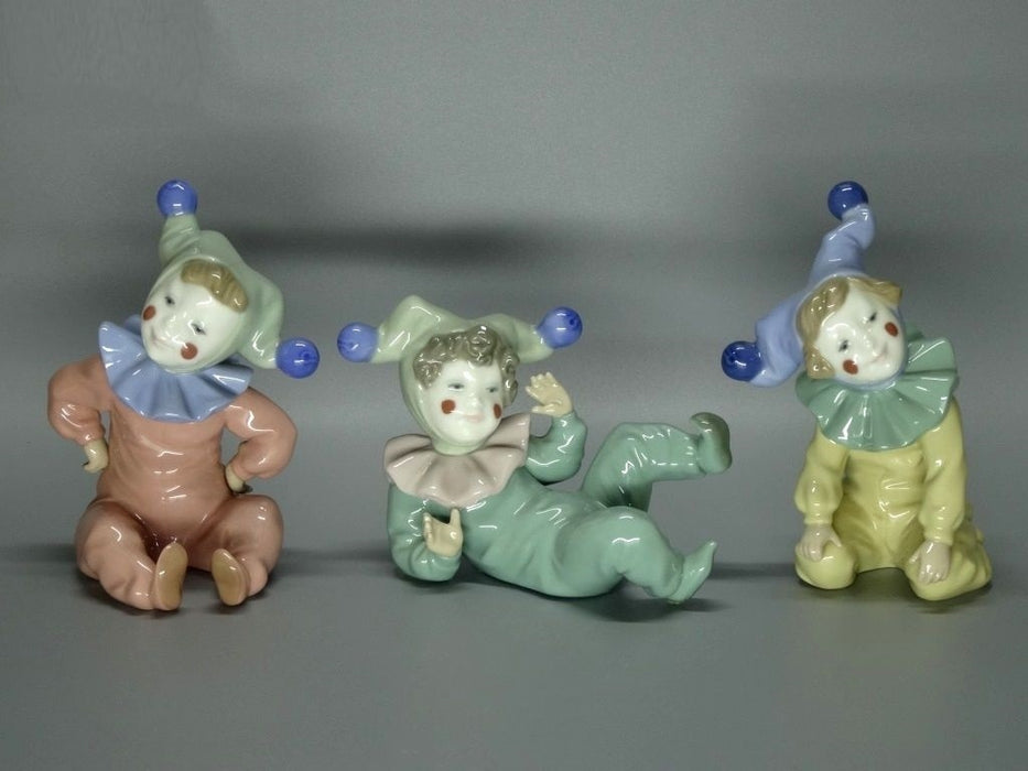 Vintage Cute Little Clowns Porcelain Figurine Lladro Nao Spain 1983 Art Decor #Ru82