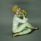 Vintage Cute Lady & Flower Porcelain Figurine Wallendorf Germany Art Sculpture #Ru161