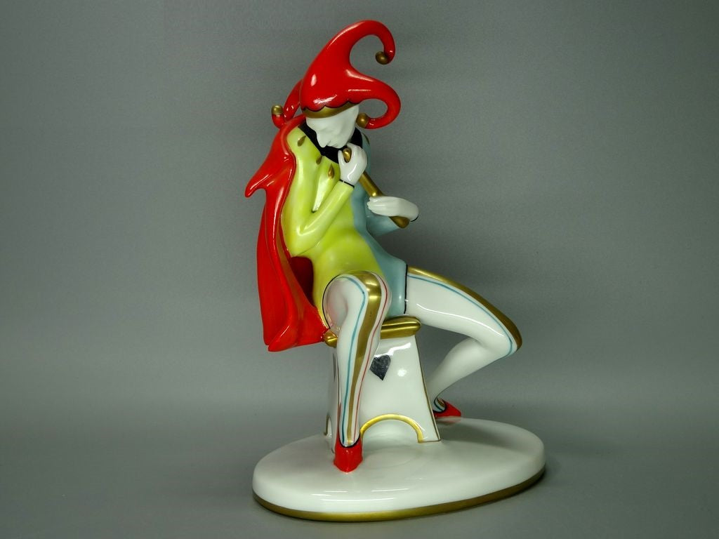 Vintage Harlequin Joker Porcelain Figurine Original Goebel Art Sculpture Decor #Ru341