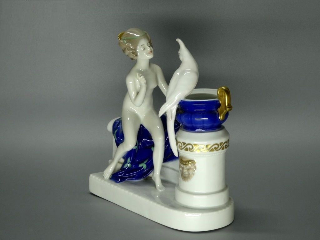 Antique Nude lady & Parrot Porcelain Rosenthal Germany Figurine Sculpture Decor #Ru129