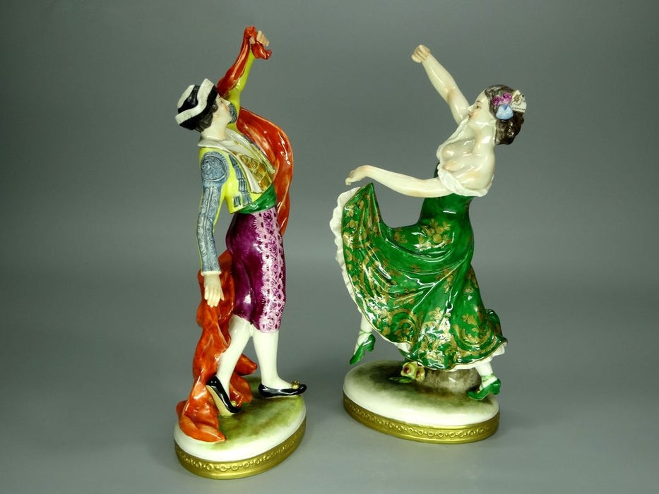 Vintage Pair of Flamenco Porcelain Figurine Original Volkstedt Art Sculpture Decor #Ru828