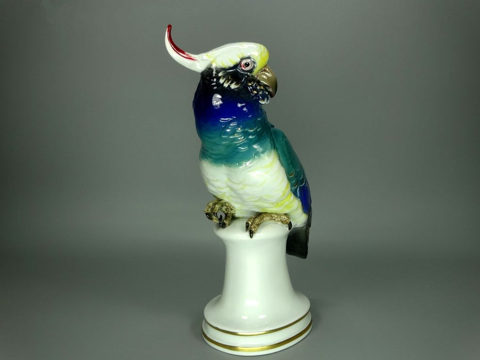 Antique Big Motley Cockatoo Porcelain Figurine Original KARL ENS Art Sculpture #Ru701