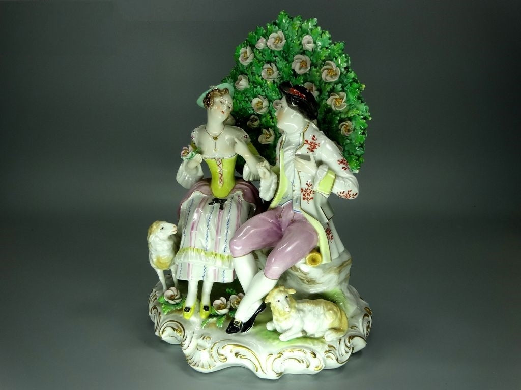 Antique Rose Garden Love Original Volkstedt Porcelain Figurine Art Statue Decor #Ru585