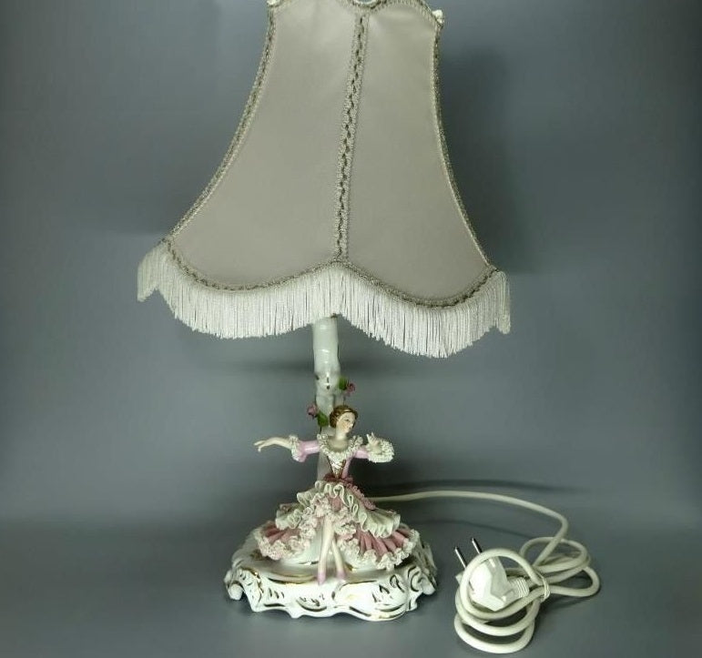 Vintage Romantic Lady Original Wilhelm Rittirsch Porcelain Figure Art Lamp Decor #Ru542