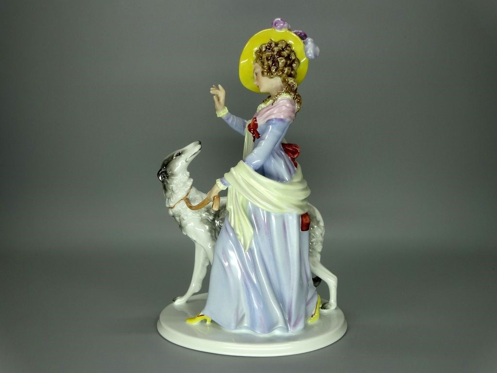 Vintage Lady & Greyhound Dog Porcelain Figurine Original Rosenthal Art Sculpture #Ru301