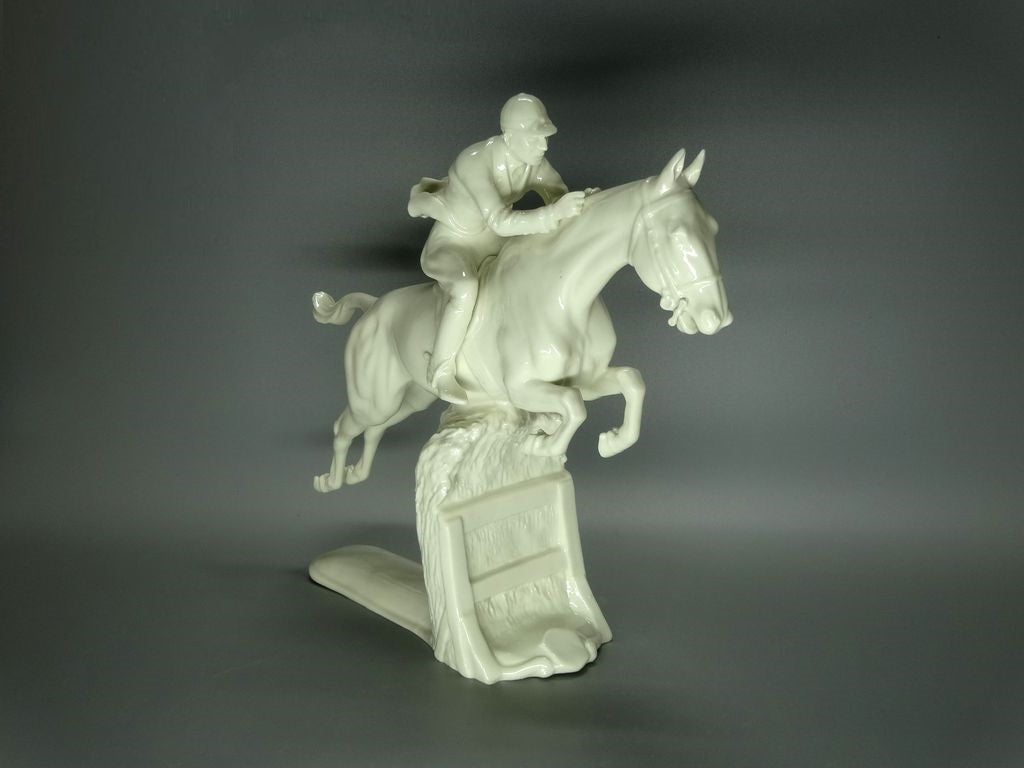Vintage Knight Skipping Obstacle Porcelain Figure Original Passau Art Sculpture #Ru379