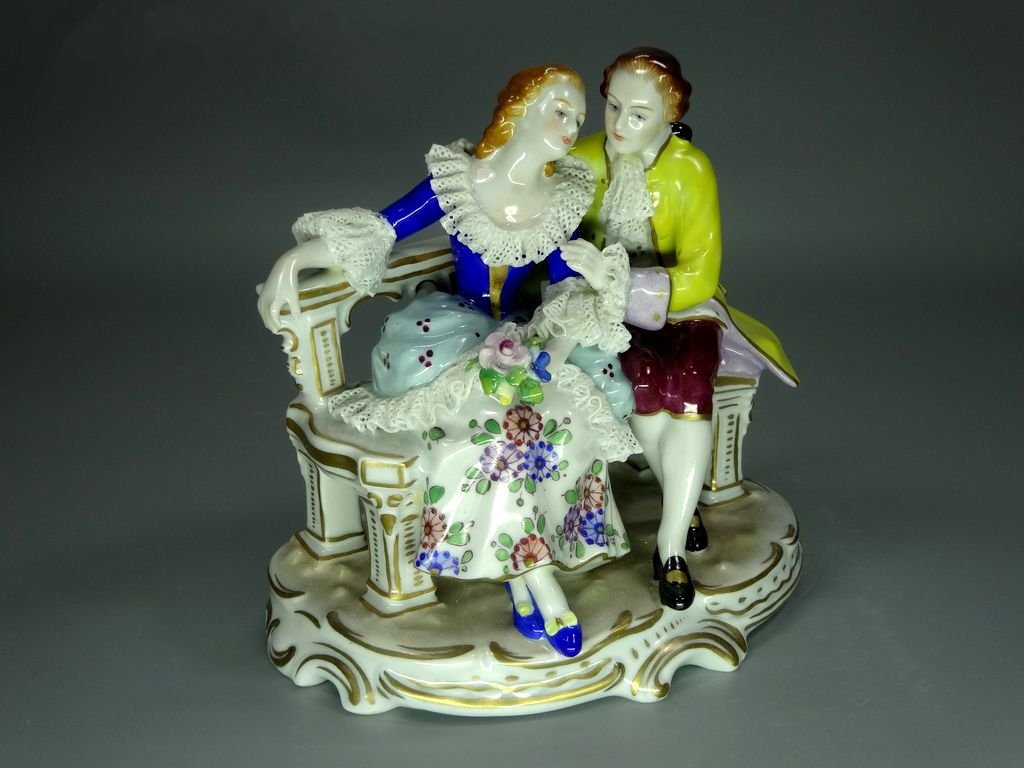 Vintage Evening Love Porcelain Figurine Original  Volkstedt 20h Art Sculpture Dec #Ru928