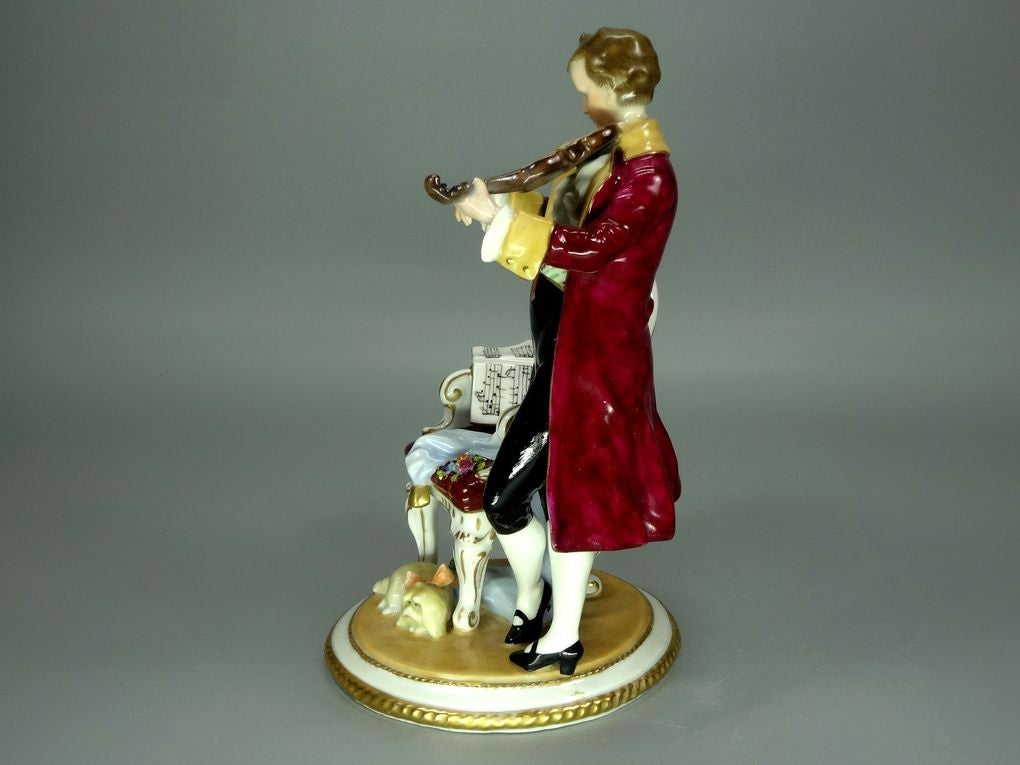 Antique Violinist Porcelain Figurine Original Muller&Co Art Sculpture Decor #Ru680