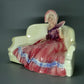 Antique Pink Porcelain Lady On Sofa Ceramic Figure Katzhutte Germany Sculpture #Zz