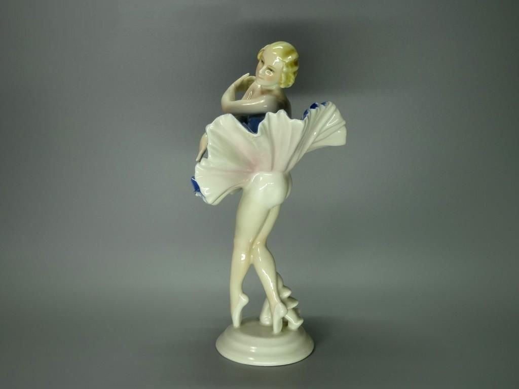 Antique Ballerina Blue Dress Porcelain Ceramic Figure Karl Ens Germany Art Decor #Ru99