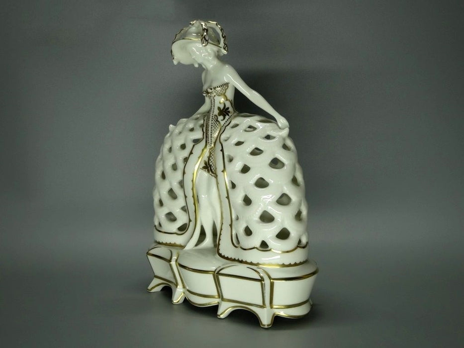 Antique Rare Lace Lady Dress Porcelain Figure Hutschenreuther Germany Art Decor #Ru97