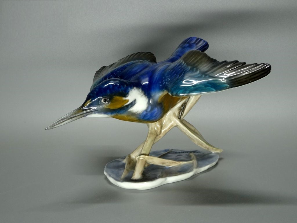 Vintage Kingfisher Bird Porcelain Figure Rosenthal Original Art Sculpture Decor #Ru170