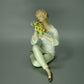 Vintage Cute Lady & Flower Porcelain Figurine Wallendorf Germany Art Sculpture #Ru161