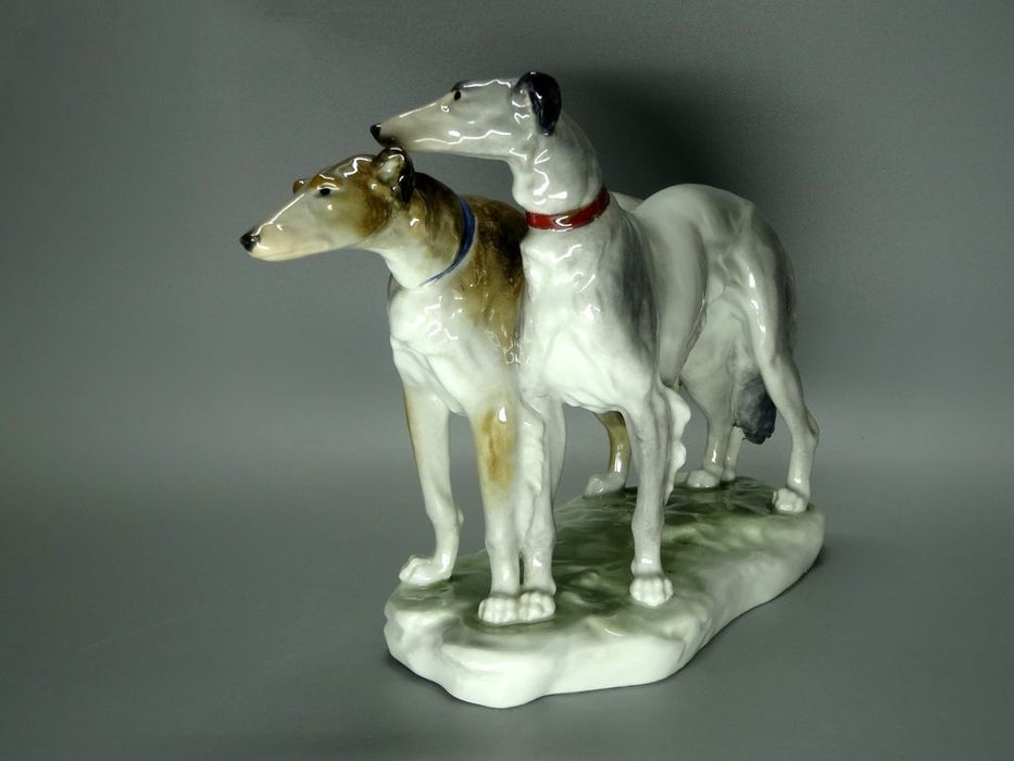 Antique Borzoi Wolfhound Dogs Original Karl Ens Porcelain Figurine Art Sculpture #Ru399