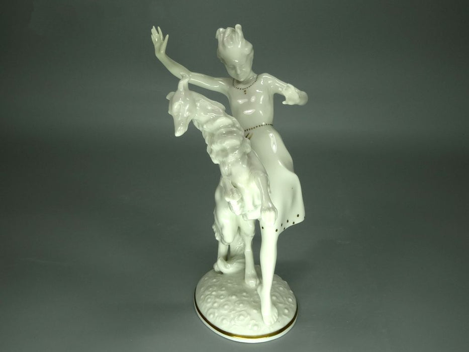 Vintage Girl & Dog Porcelain Figurine Original Hutschenreuther 20th Art Sculpture Dec #Ru895
