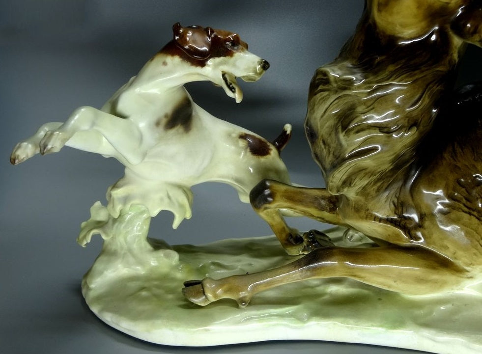 Vintage Large Dogs Hunting Deer Porcelain Figurine Original Hutschenreuther Sculpture #Ru375