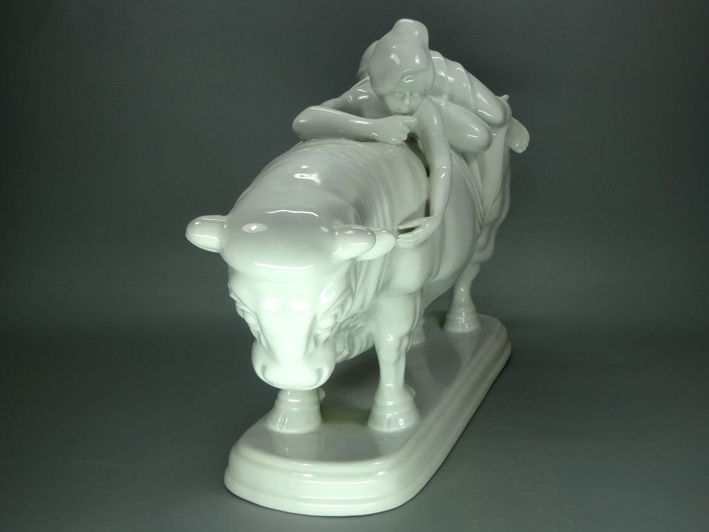 Vintage Abduction Of Europe Porcelain Figurine Original Wilhelm Rittirsch 20th Art Sculpture Dec #Ru878